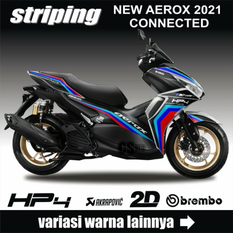 STRIPING STICKER YAMAHA AEROX NEW CONNECTED MOTIF BMW HP4 / DECAL STIKER YAMAHA AEROX BARU / DECAL S