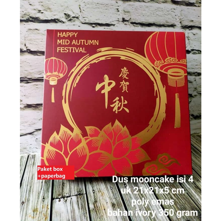 

Kotak Mooncake Box Kardus Kue Bulan Muat 4pcs Mooncake 125gr Paper Bag