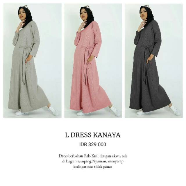 L Dress Kanaya Dauky||Gamis Polos Rajut Murah