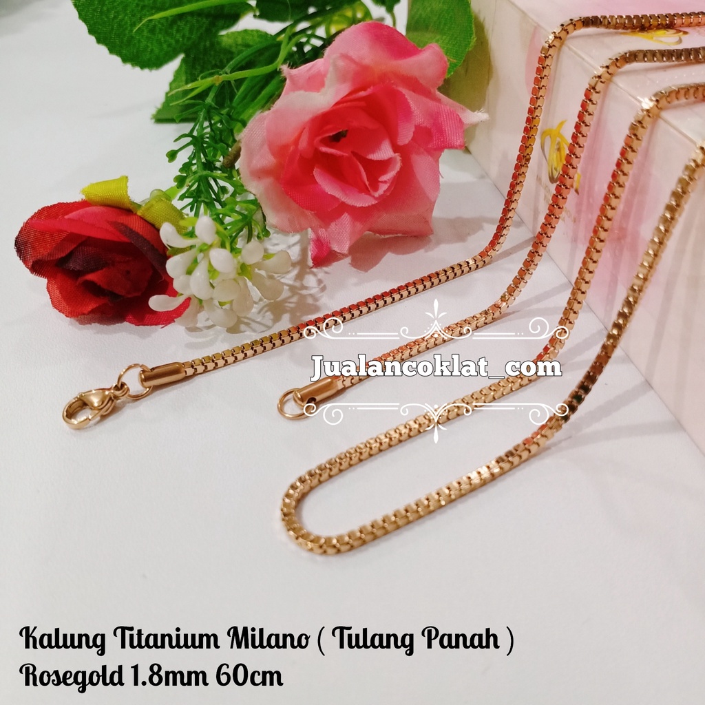 [[ 60cm ]] Milano / italy / tulang panah Rosegold HIGT QUALITY chain rantai kalung titanium stainles