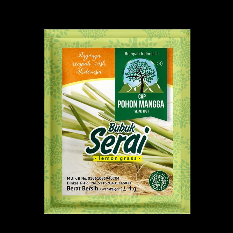 

Bumbu Sereh / Serai Serbuk Cap Pohon Mangga 4g