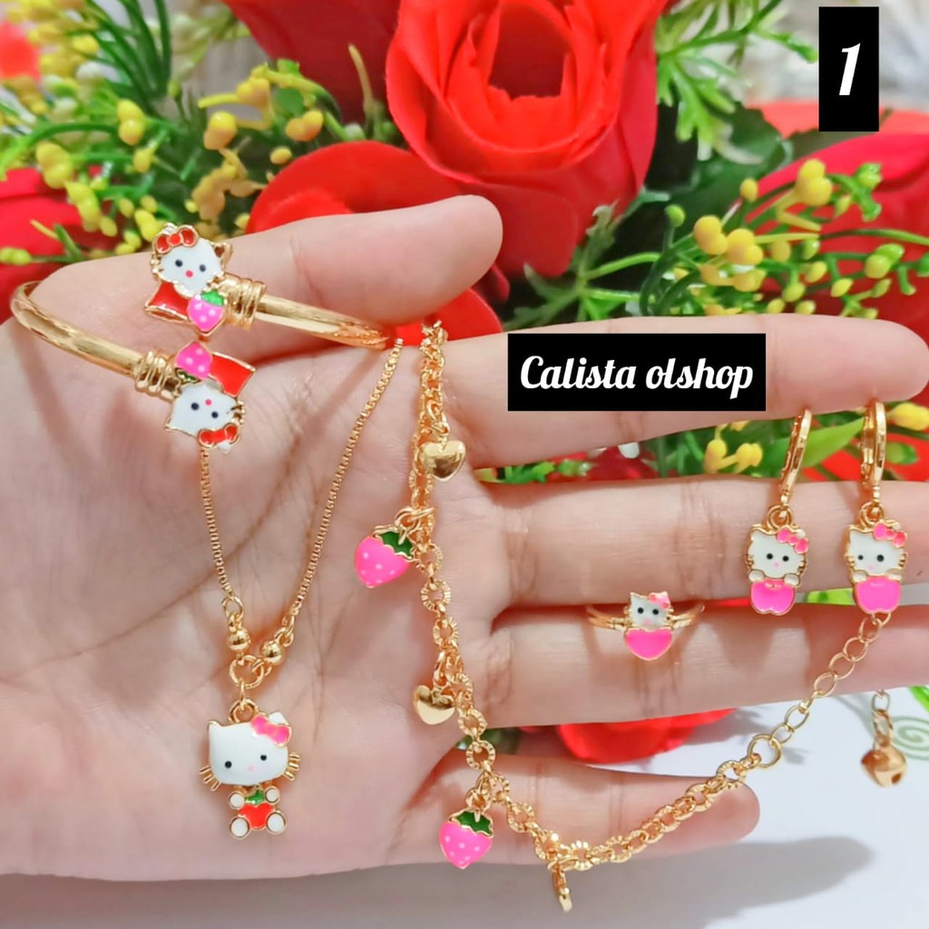 Calistanauliolshop Set Anak Hello Kitty Xuping (COD)