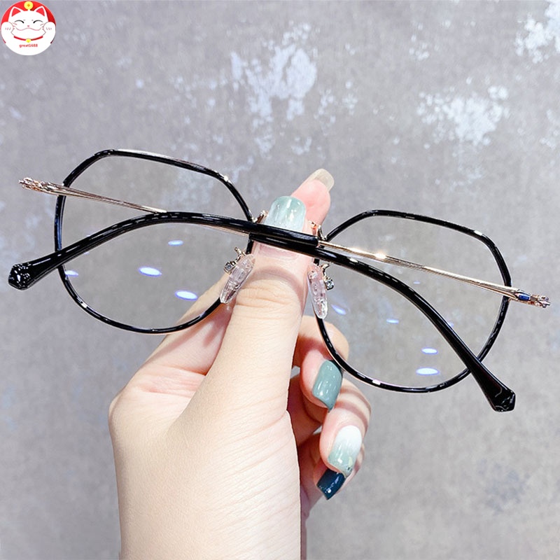 Kacamata Anti Blue Light Bingkai Logam Kacamata Lensa Rangka Transparan Retro Vintage Metal Frame Eyeglasses Kacamata Fashion