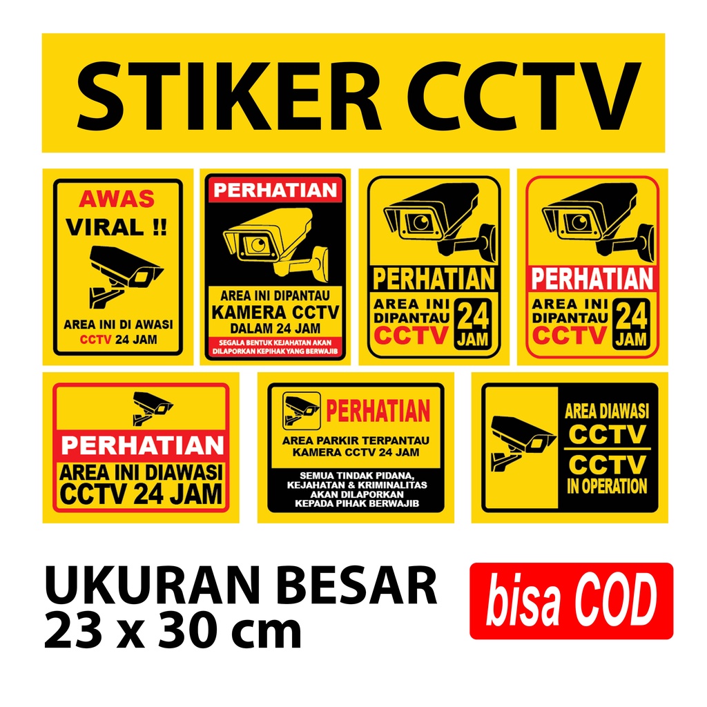 Stiker pengawasan CCTV, Stiker CCTV, Stiker Peringatan CCTV , Stiker Pantauan CCTV, Stiker CCTV 24 Jam