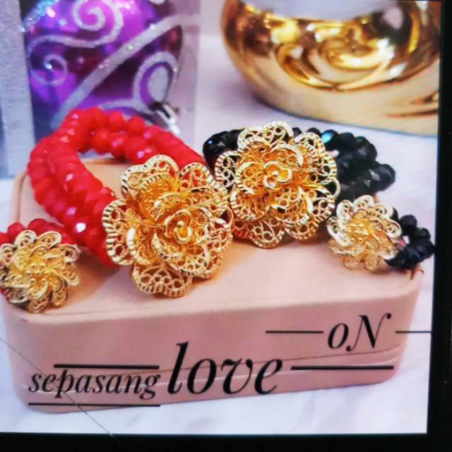 Gelang cincin mawar lapis emas 24k  1108
