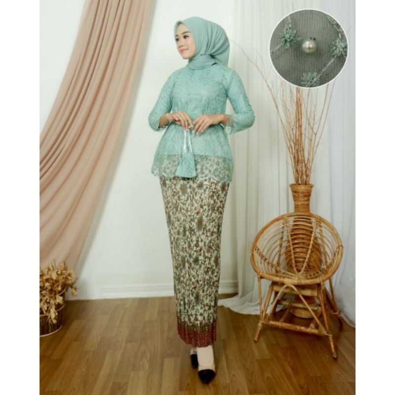 BA SETELAN KEBAYA CANTIKA//KEBAYA MODERN//KEBAYA WISUDA//KEBAYA TILLE BORDIR FULL FURING