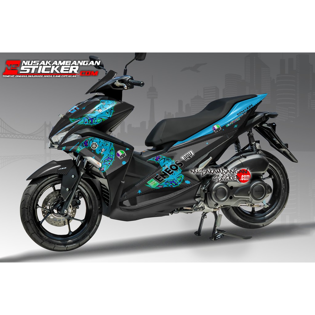 Decal Stiker Motor Yamaha Aerox Full Body Helmet Rossi Biru Racing Team Sticker Custom Variasi Motif