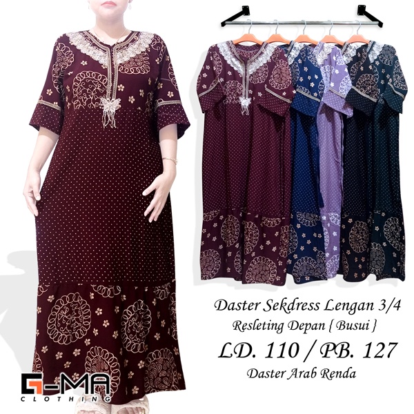 DASTER ARAB RENDA SEKDRESS | DASTER TANGAN 3/4 RESLETING DEPAN ( BUSUI )-2