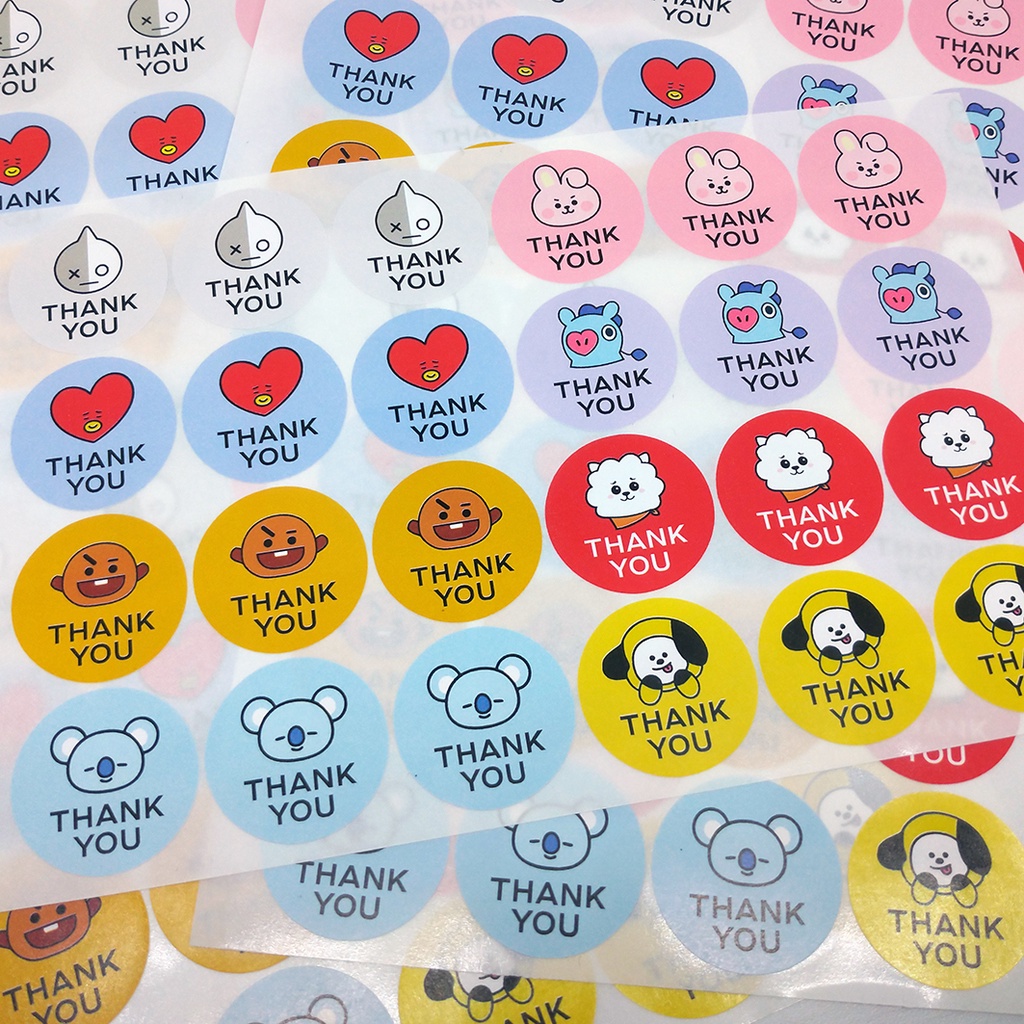 

BT 21 Label Sticker Thank You Karakter Kartun BT21 Stiker Tag Kado Segel Amplop Undangan 3,2 cm