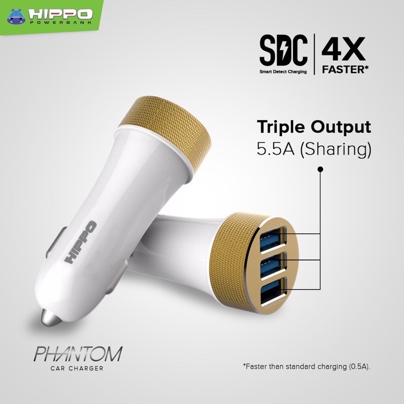 HIPPO Phantom Car Charger - Simple Pack (Charger Mobil) Garansi Resmi