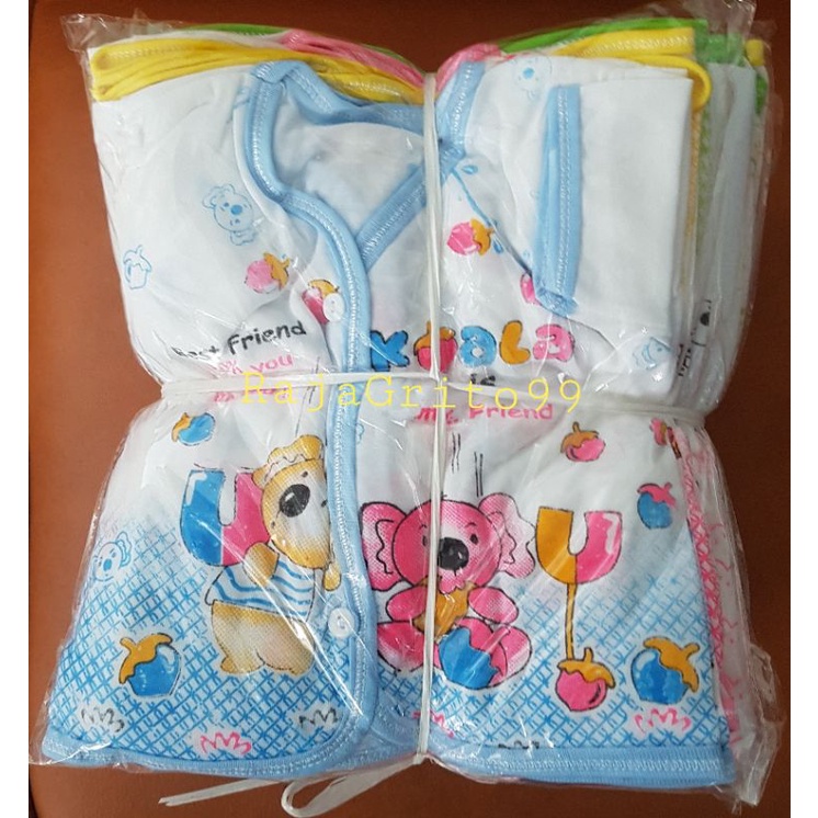 Baju Bayi Pendek Putih KATUN Sablon (Grosir 12pcs) Baju Bayi Atasan Lengan Pendek Cotton Print XL