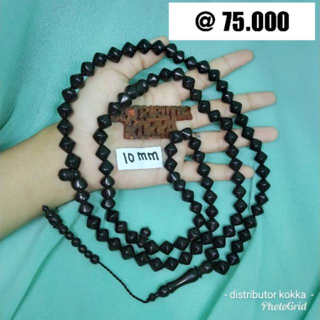 ( SUPER MURAH ) Grosir 5 pcs tasbih Kokka kaukah kaokah fukakah koka wajik polos 10 mm hitam