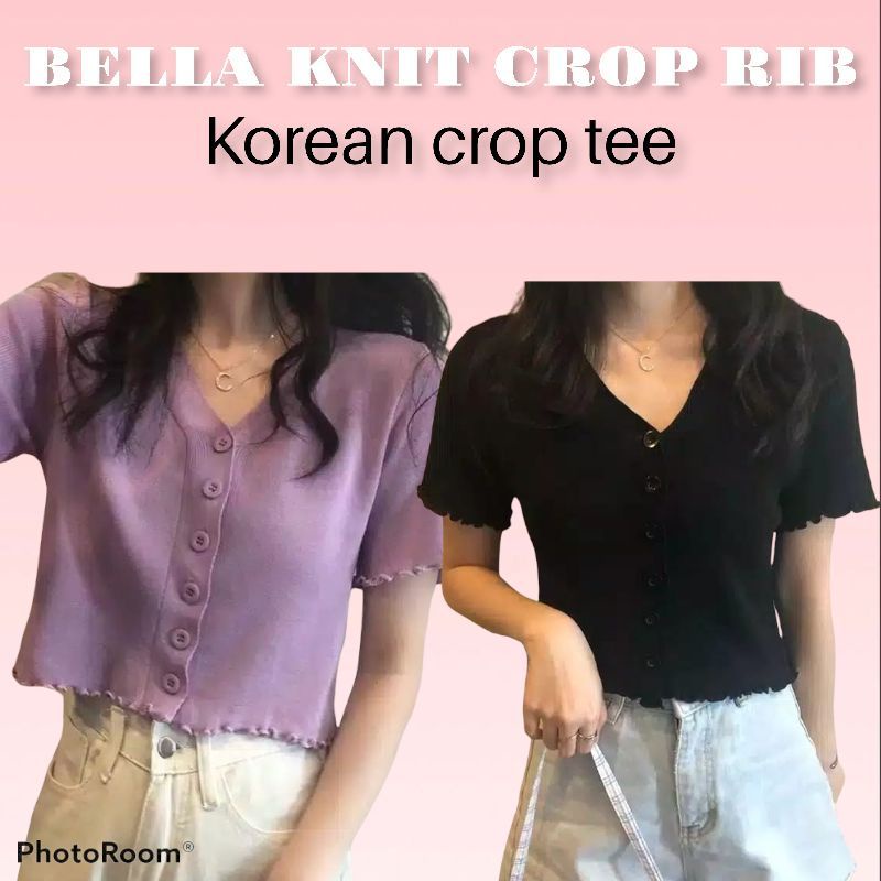 Bella Knit Crop RIB | Crop Top Kaos Wanita Crop Tee | CROP TOP KOREA FASHION BAJU WANITA CROPTOP