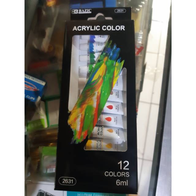 

Bazic cat Acrylic set 12 warna 6 ml