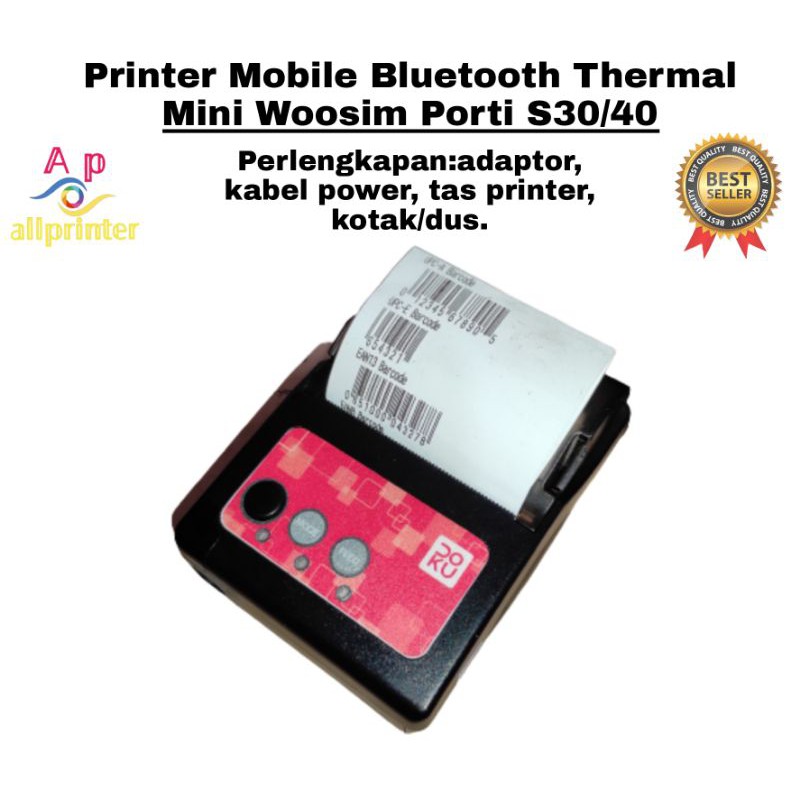 Printer bluetooth thermal mini woosim porti s30/40/printer bluetooth murah/printer bluetooth second/