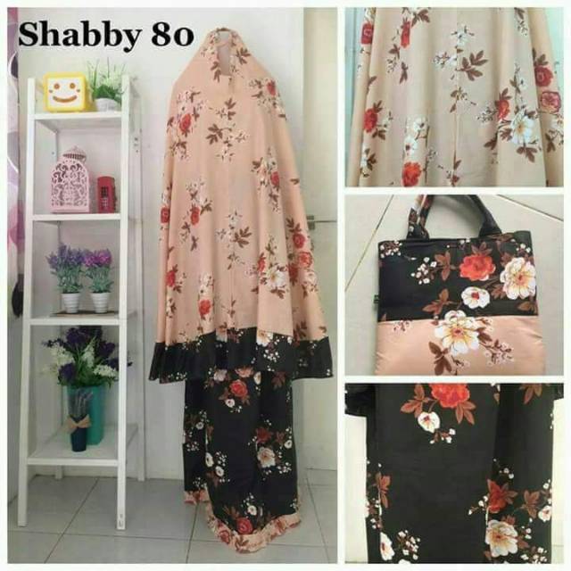Mukena katun jepang orange hitam