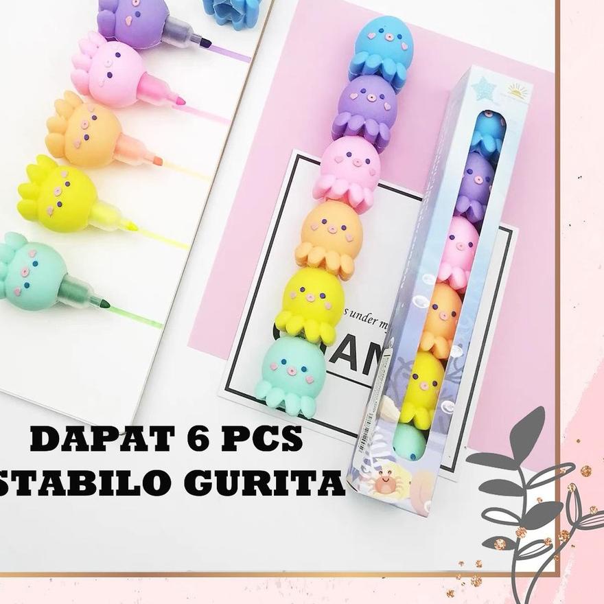 

Produk Terbaru SET STABILO HIGHLIGHTER OCTOPUS ISI 6 PCS SPIDOL WARNA WARNI GURITA PASTEL LUCU IMUT,