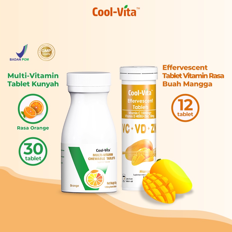 【PRE ORDER】CoolVita MultiVitamin Chewable (Kunyah) Suplemen Makanan Rasa Orange isi 30 Tablets-Mango+chewable