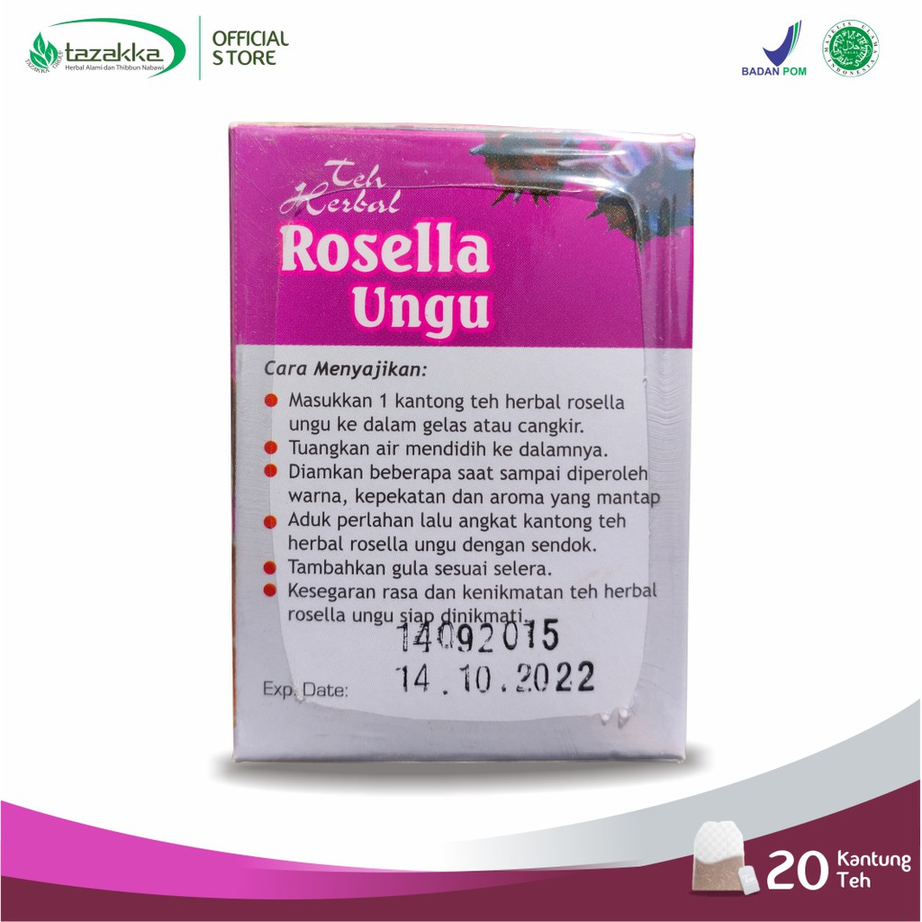 Teh Celup Bunga Rosella Ungu Herbal Tazakka Minuman Kesehatan Antioksidan kaya vit C