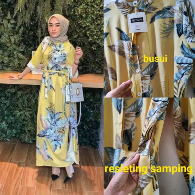 Quin Maxi Dress Merk L30 BKK Bangkok Gamis Import Ld 100 cm - 110 cm Pj 140 cm - blusme.id