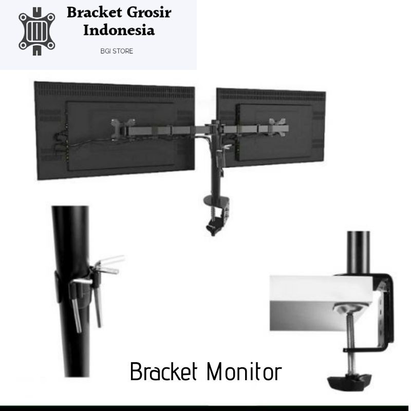 Bracket monitor 20 s/d 27 inch  2 Layar kanan kiri adjustable