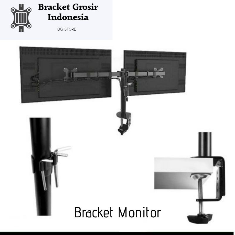 Bracket monitor 20 s/d 27 inch  2 Layar kanan kiri adjustable