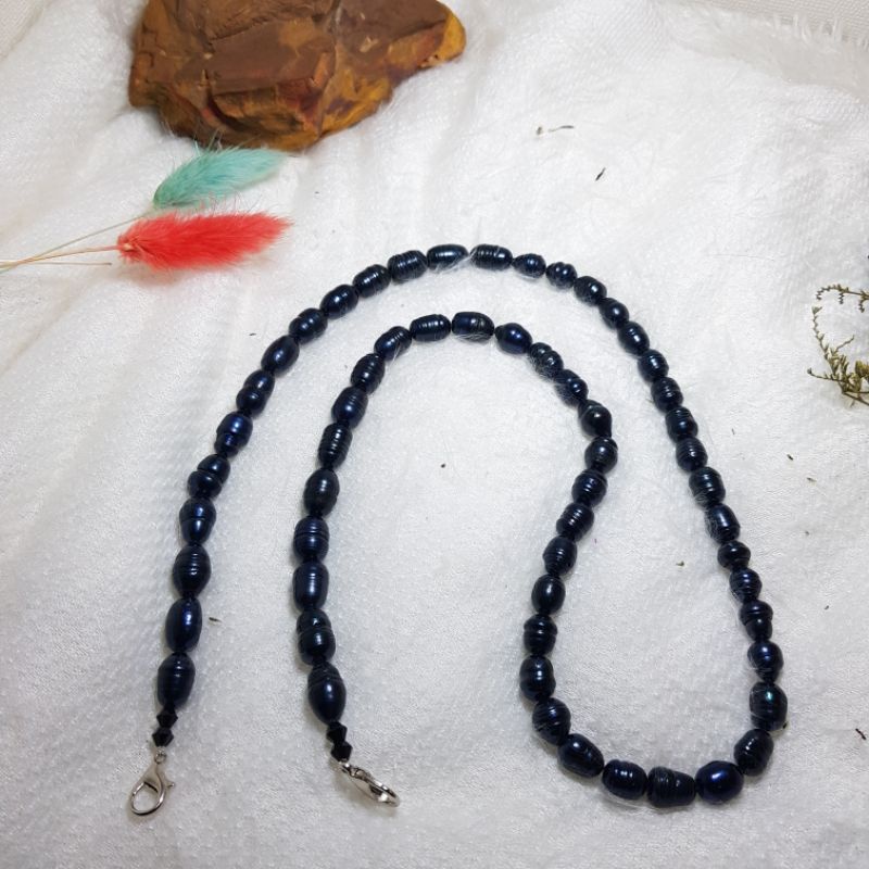 Strap Kalung Masker Mutiara Hitam Air Tawar