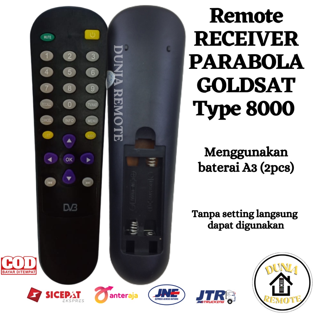 Remot / Remote Receiver Parabola Goldsat 8000 Hitam tanpa setting