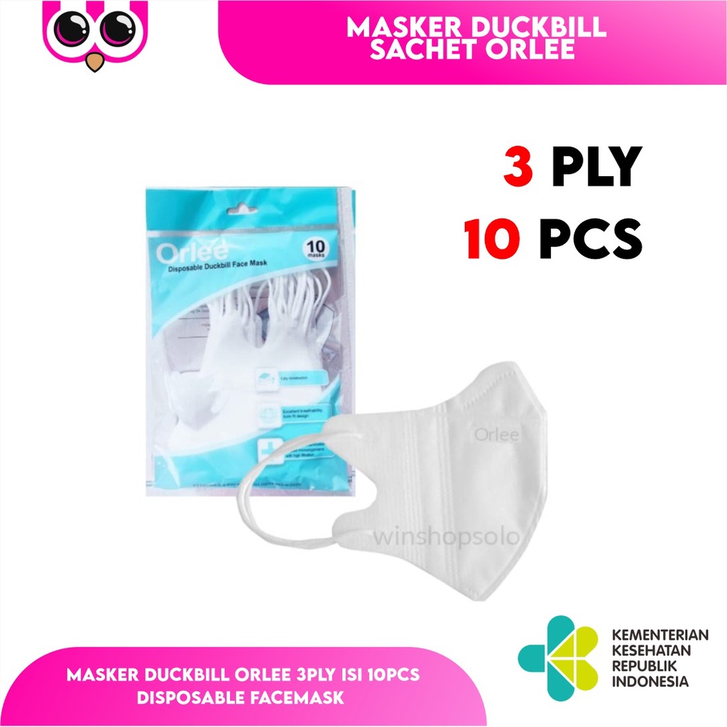[ ORLEE DUCKBILL ] ORLEE MASKER DUCKBILL SACHET 3 PLY ISI 10