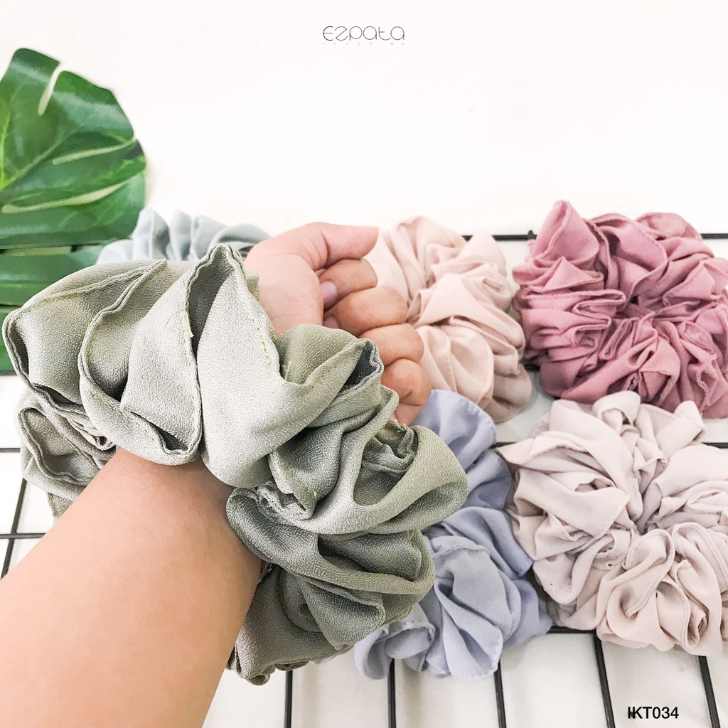 Ezpata Scrunchie Tebal Premium Hijab Ikat Rambut Warna Soft Random Termurah Berkualitas