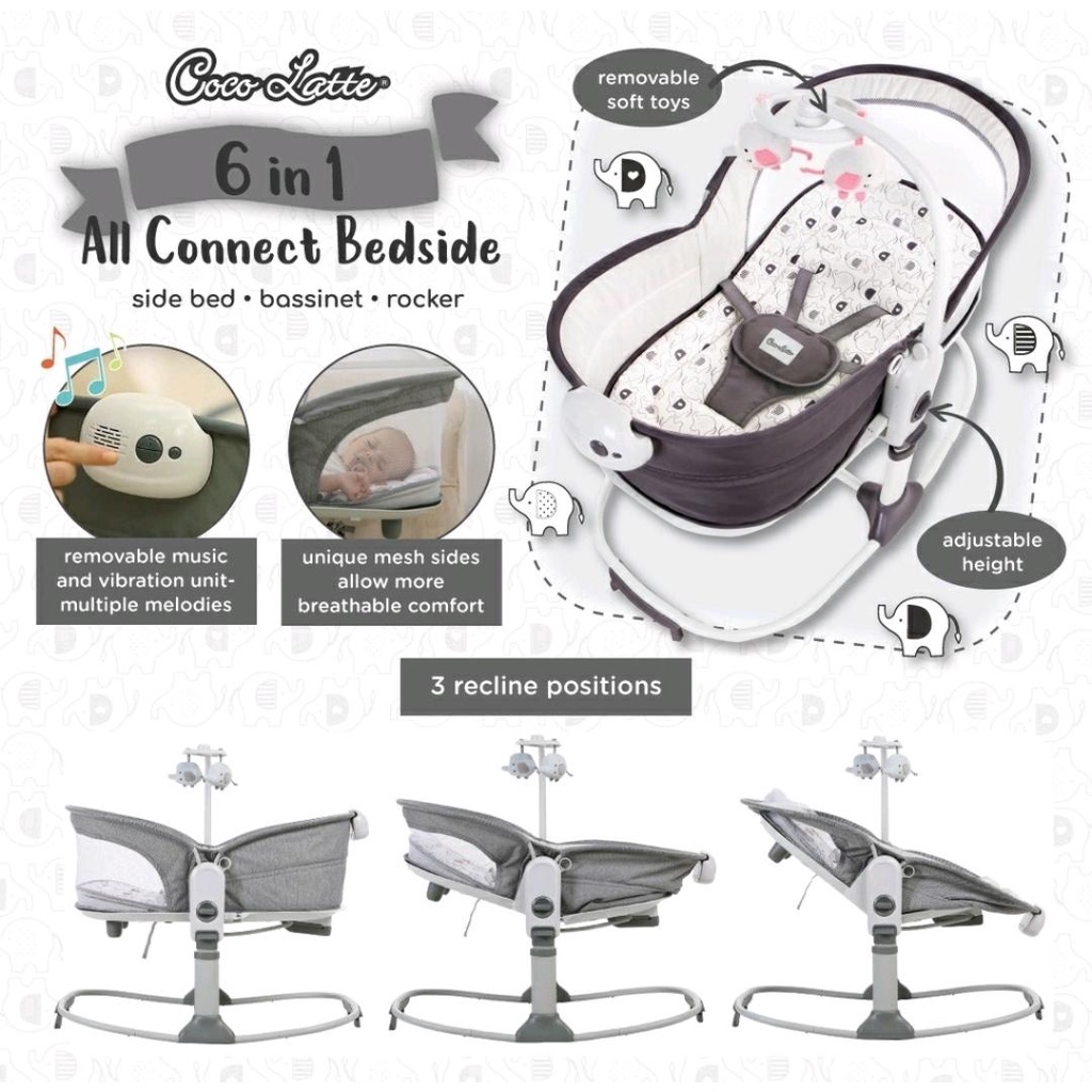 COCOLATTE BABY ROCKER 6 IN 1 ALL CONNECT BEDSIDE / AYUNAN BAYI / BOUNCER BAYI