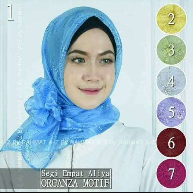 SEGIEMPAT ORGANZA MOTIF. JILBAB RAHMAT A-Z. KERUDUNG SEGI4. HIJAB SQUARE