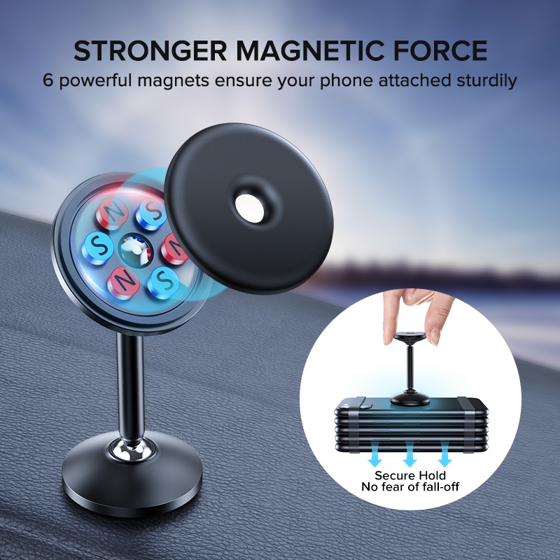 Stand Holder Hp Magnetik Bahan Aluminum Alloy Bisa Berputar 360 Untuk Dashboard Mobil