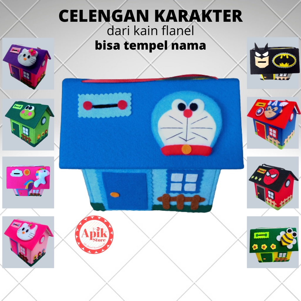 Celengan Unik Lucu Tabungan Anak Karakter Doraemon Dari Kain Flanel Bagus Untuk Kado atau Hadiah