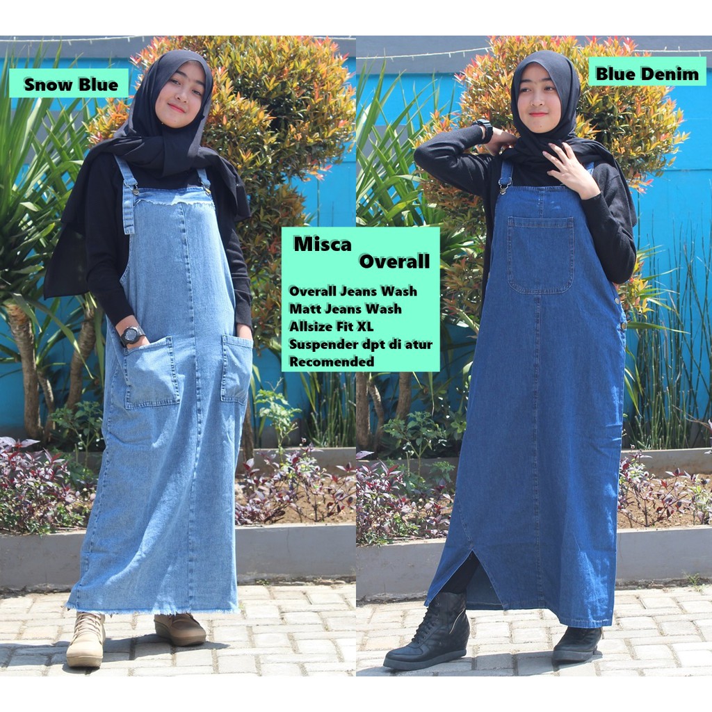 Overall Jeans Wanita | Baju kodok jeans dewasa | Overall Polos panjang | Overal jeans wash