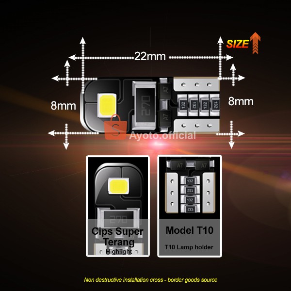 Lampu sen sein senja AYOTO T10 Canbus Mode Diam warna PUTIH Sepasang Motor Mobil