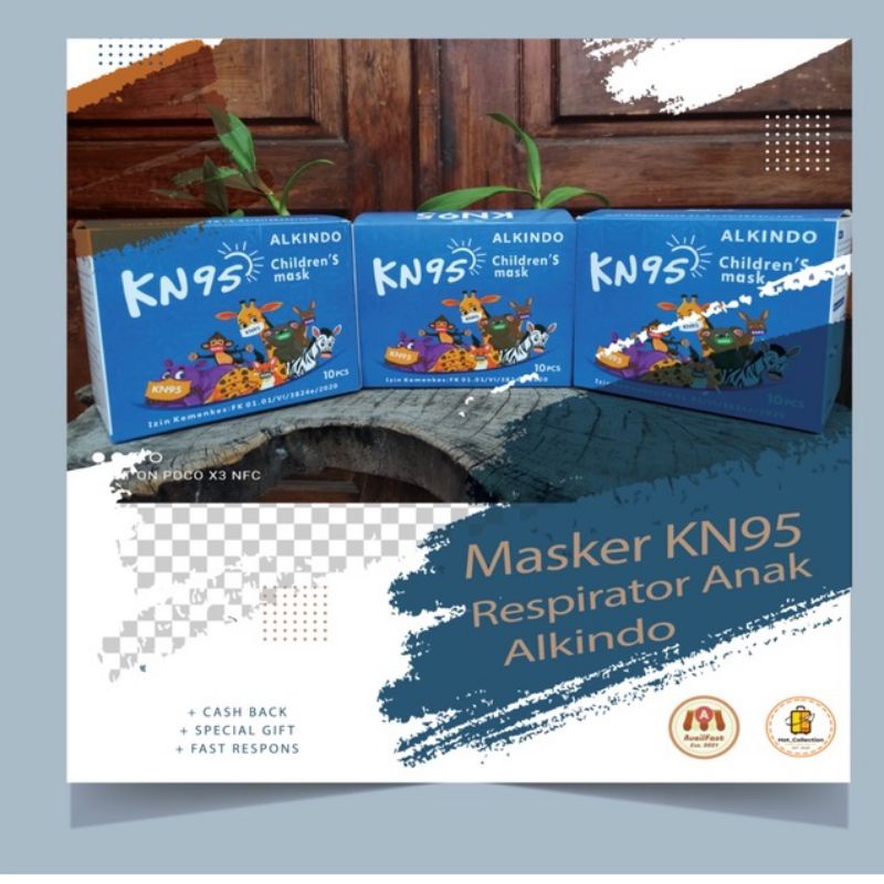 Masker KN95 Respirator Anak Motif Earloop Alkindo 1Box