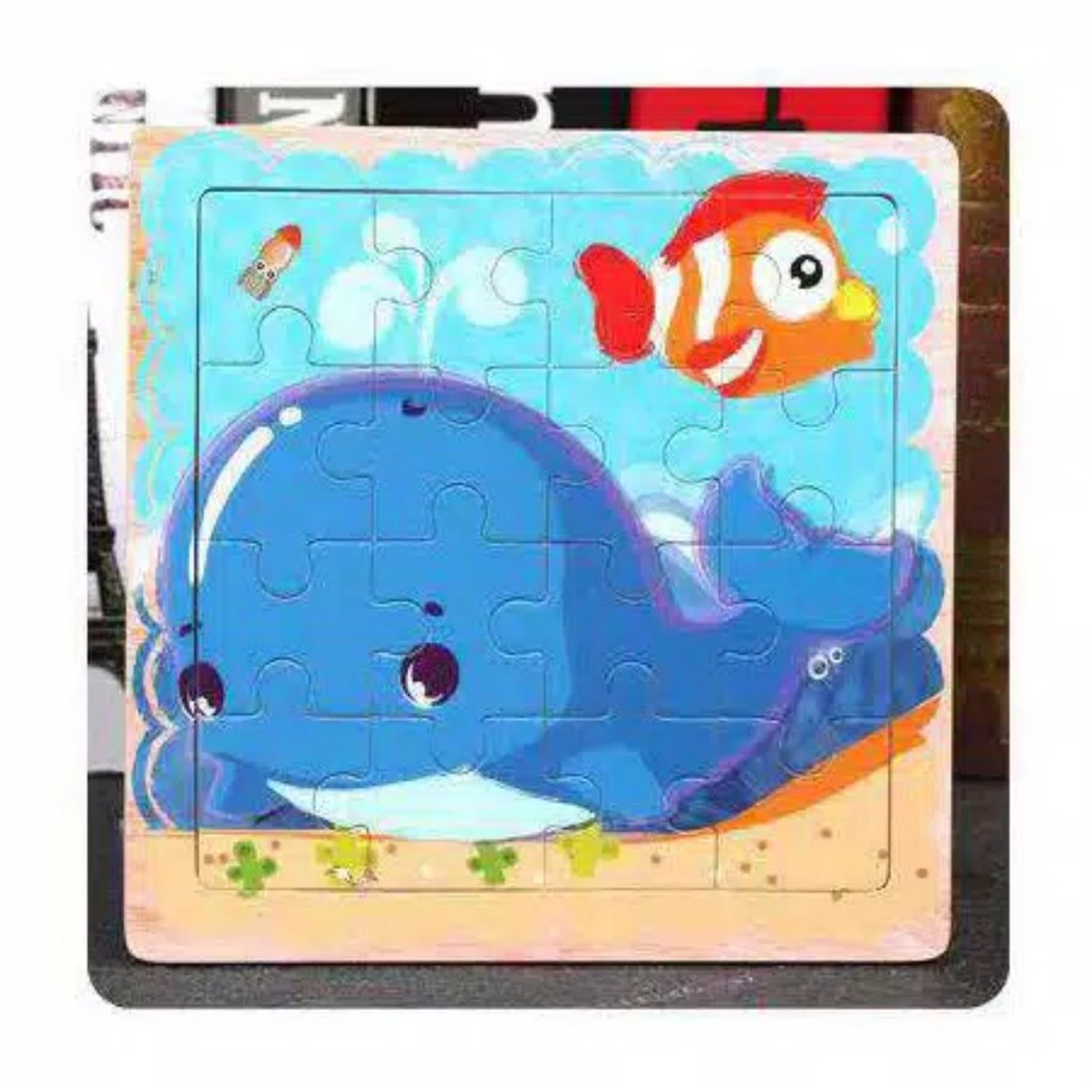 Puzzle Kayu Anak 4x4 (16pcs) Jigsaw Puzzle 4x4 Kendaraan Animal