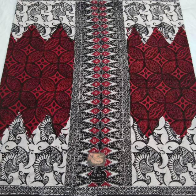 Sarung dewasa / sarung cap batik mahda pekalongan kawung merah putih gedhe zigzag cangkang keong put