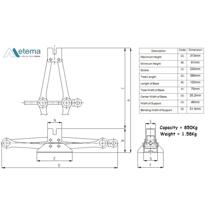 Dongrak gunting / Dongkrak jembatan 850kg, Metema original