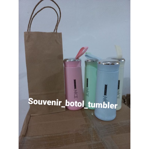 Souvenir botol tumbler kaca minum nice kemas paper bag coklat SOUVENIR PERNIKHAN MURAH
