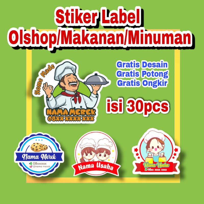 

Stiker Label Olshop/Makanan/Minuman/isi 30pcs/Ukuran 4cm