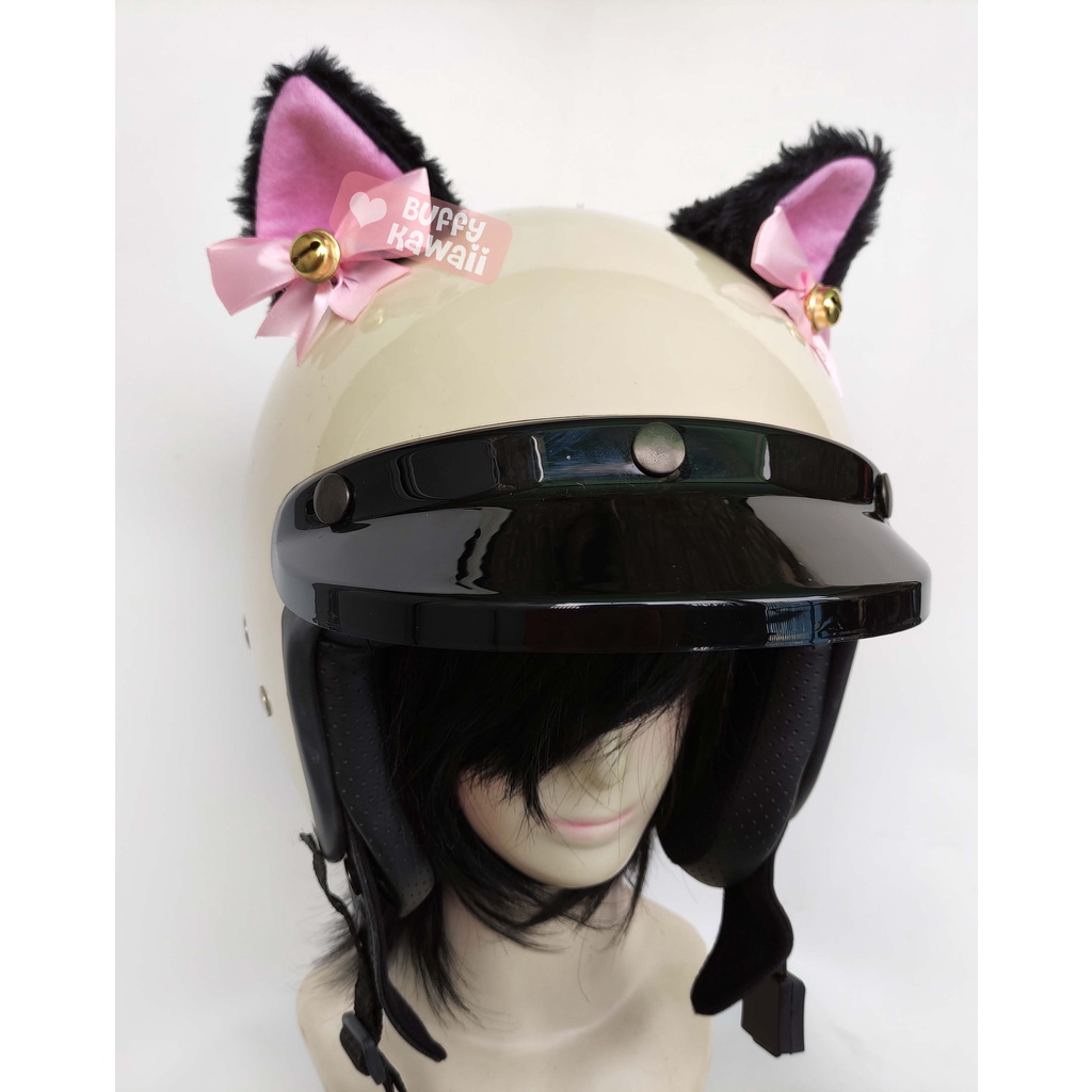 Nekomimi helmet motorcycle kuping kucing helm accesories decoration modification cat ears cosplay harajuku kawaii