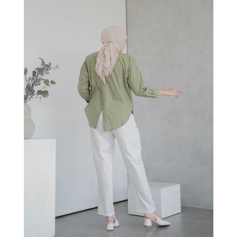 nelka linen shirt - baju atasan wanita- kemeja wanita oversize