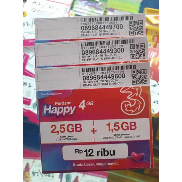 kartu perdana tri  2.5 gb + 1.5 gb