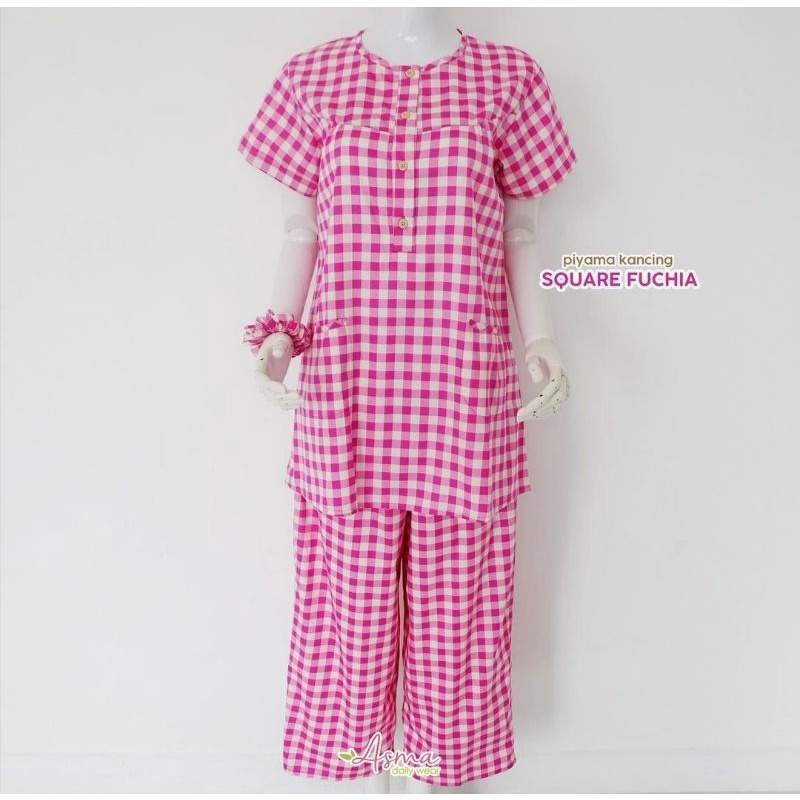 Piyama motif Square Fuchia By Asma Daily wear size L