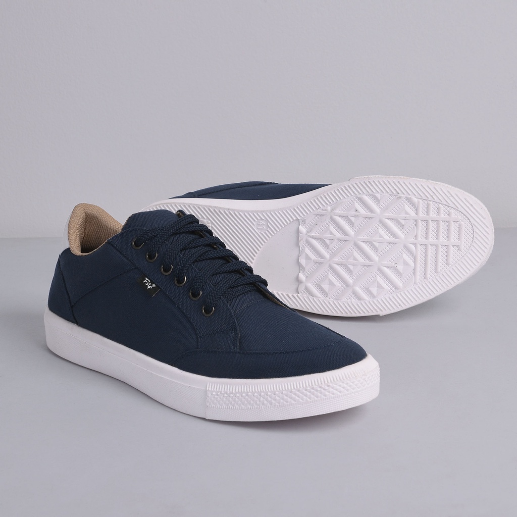 ARKA NAVY ORIGINAL x FOOTSTEP Sepatu Sneakers Biru Dongker Pria Kets Tali Casual Jalan Santai Hangout Main Kondangan Kuliah Distro Fashion Simple Canvas Shoes Premium Kanvas Skate Footwear Big Size Jumbo Ukuran Besar 44 Keren Terbaru Kekinian Branded