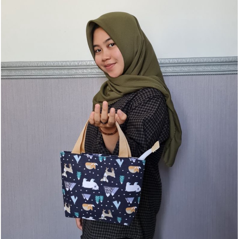 Tas Kosmetik Pouch kanvas twill tempat kosmetik motif beragam TWILL