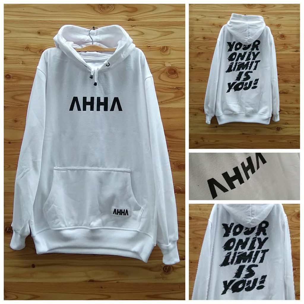 Hoodie AHHA jaket pria putih 100% original