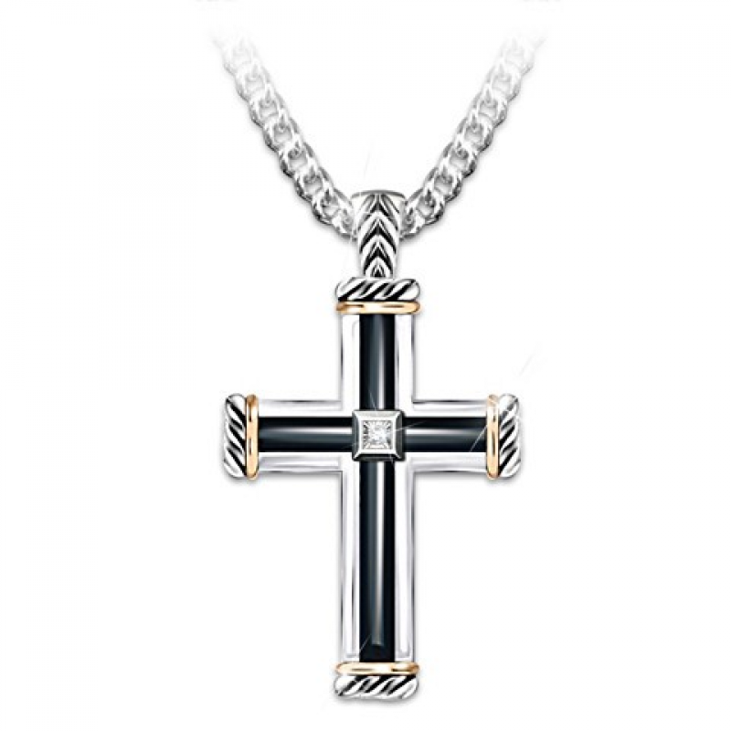 Kalung Liontin Salib Warna Silver Untuk Pria